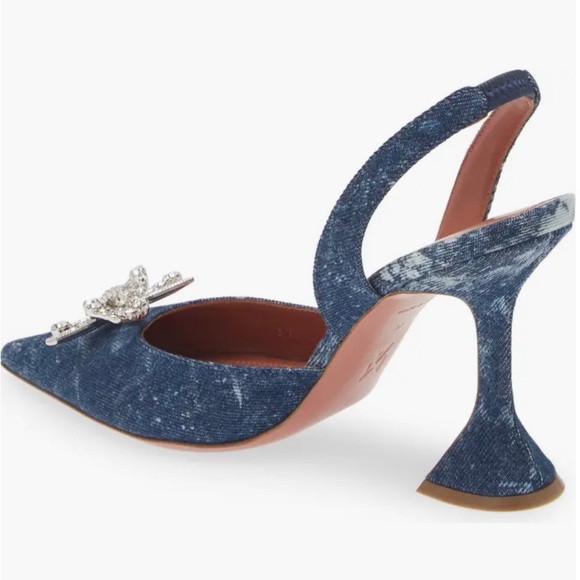 Amina Muaddi Rosie Pointed Toe Denim Slingback Pump Size 39.5 brand new - Picture 10 of 10